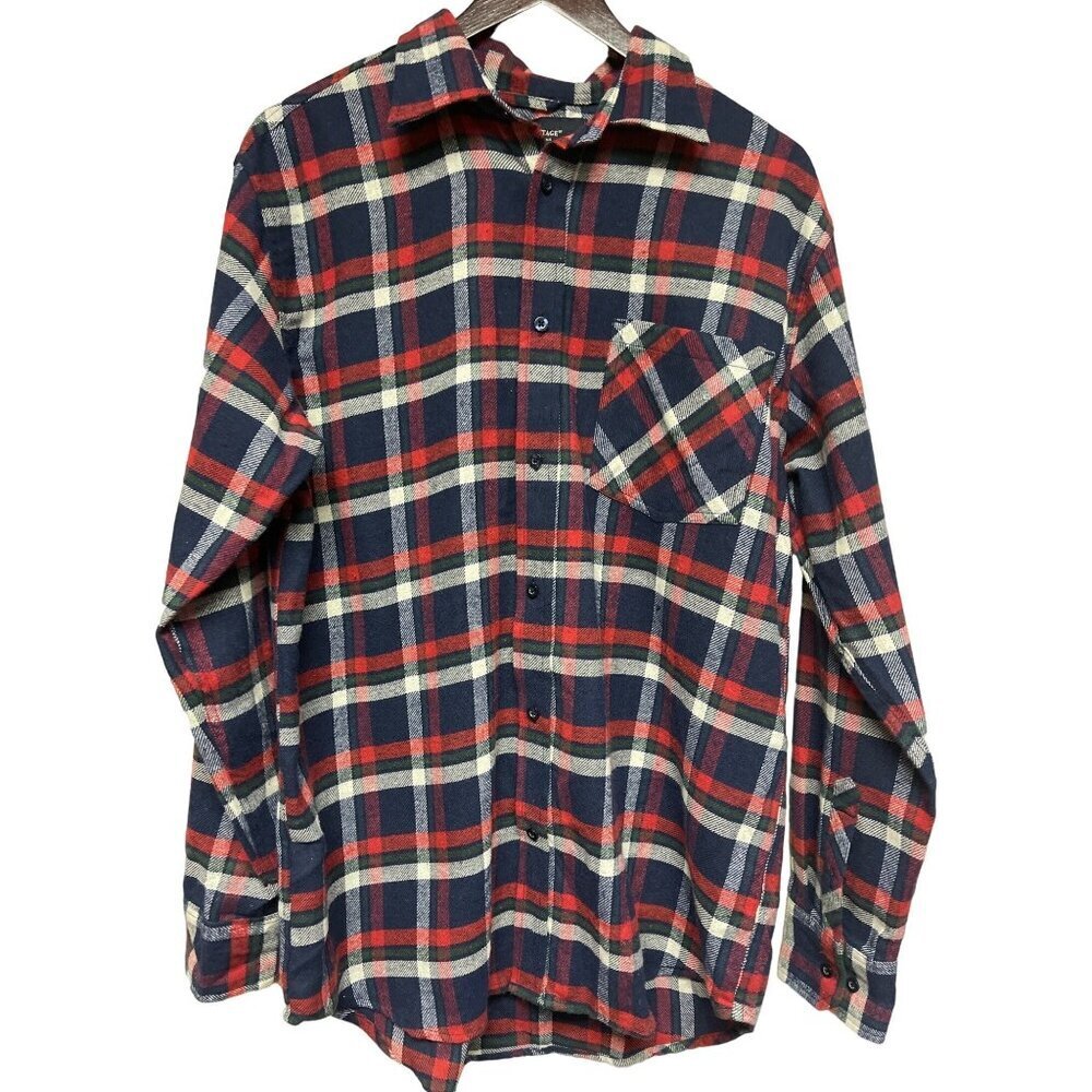 Tailor Vintage Bogari Men's Shirt Flannel Plaid Red Blue Button Down XL NEW